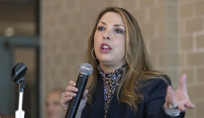 Ronna McDaniel, RNC chairwoman, speaks at a campaign event for Mehmet Oz, Republican candidate for U.S. Senate in Pennsylvania, in Malvern, Pa., Saturday, Oct. 15, 2022. (AP Photo/Laurence Kesterson) **FILE**
