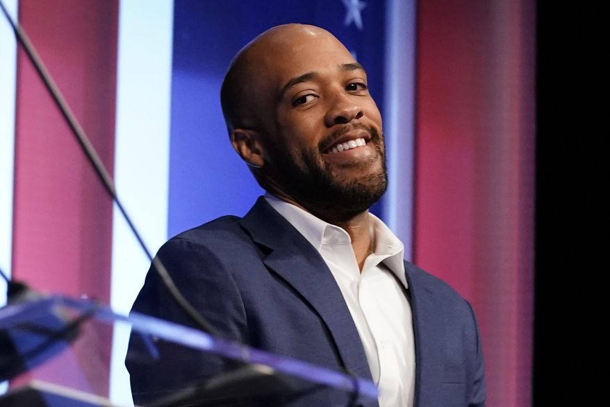 Democratic U.S. Senate candidate Mandela Barnes is introduced during a televised debate Oct. 13, 2022, in Milwaukee. In Wisconsin&#x27;s tight U.S. Senate race, Barnes&#x27; chances to unseat two-term Sen. Ron Johnson may rest with how well he turns out Black voters who don&#x27;t always show up in big numbers. (AP Photo/Morry Gash, File)