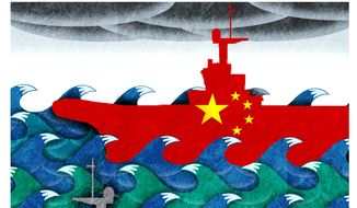 Illustration on the Chinese navy by Alexander Hunter/The Washington Times