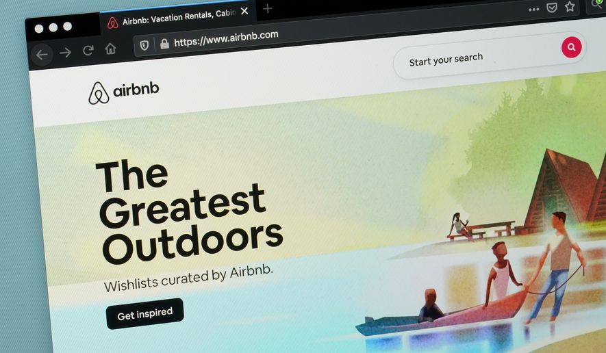 Airbnb's website is displayed on a web browser on May 8, 2021, in Washington. (AP Photo/Patrick Semansky) **FILE**