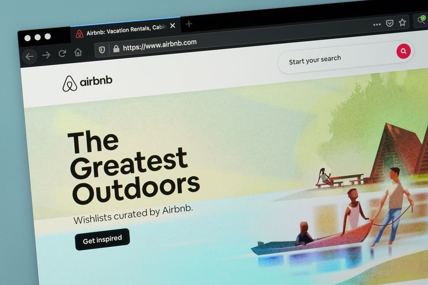 Airbnb's website is displayed on a web browser on May 8, 2021, in Washington. (AP Photo/Patrick Semansky) **FILE**