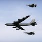 A U.S. Air Force B-52 bomber flies over Osan Air Base in Pyeongtaek, South Korea, Jan 10, 2016. The Australian defense minister on Wednesday, Nov. 2, 2022, played down the significance of a major upgrade of B-52 facilities planned for northern Australia that has raised China’s ire, saying the nuclear-capable U.S. bombers had been visiting since the 1980s. (AP Photo/Ahn Young-joon) **FILE**