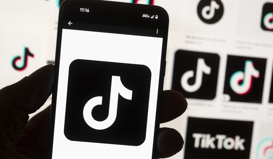 The TikTok logo is seen on a cellphone on Oct. 14, 2022, in Boston. (AP Photo/Michael Dwyer, File)