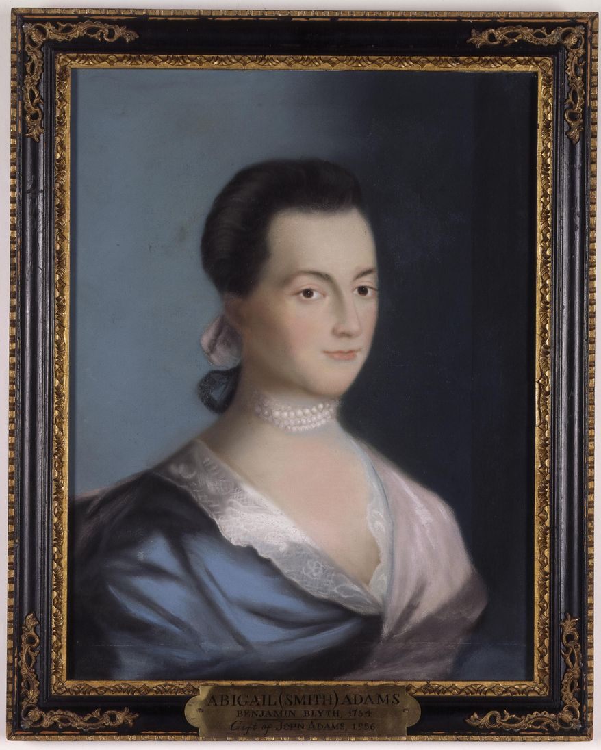 This photo provided by the Massachusetts Historical Society shows a portrait of Abigail Adams. Abigail Adams, one of the most influential and important women in the history of the U.S., is being honored on Saturday, Nov. 5, 2022, with a new statue in the community just south of Boston where she and husband President John Adams lived. (Massachusetts Historical Society via AP)
