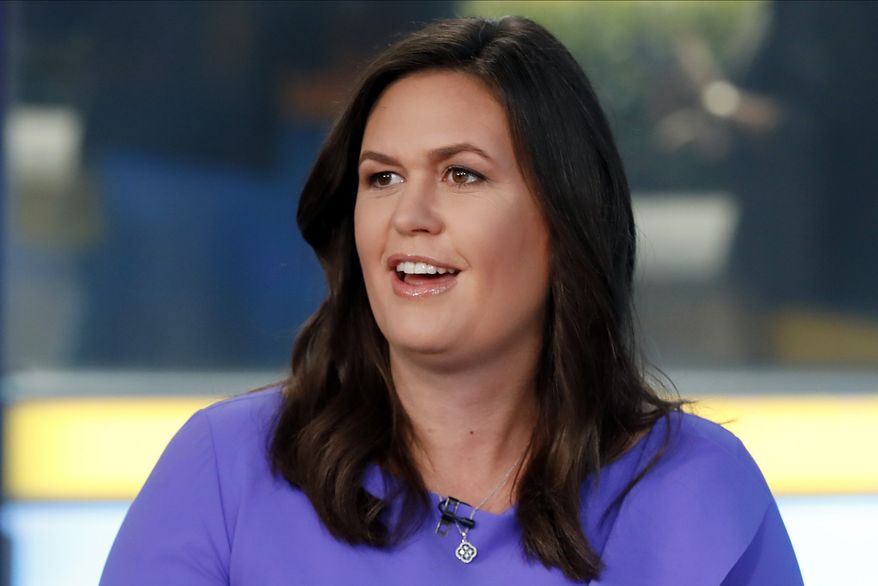 Sarah Sanders makes her first appearance on the &quot;Fox &amp; Friends&quot; television program in New York, on Sept. 6, 2019. Sanders is the Arkansas Republican gubernatorial candidate. (AP Photo/Richard Drew, File)