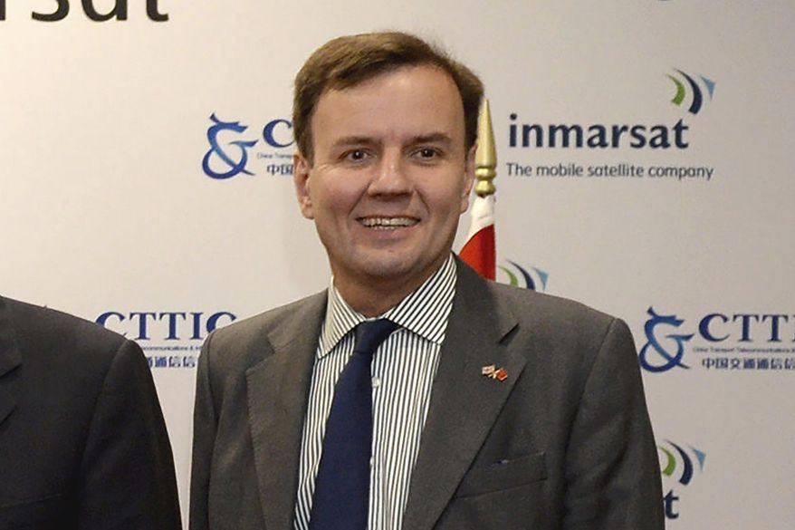 Greg Hands, the then Chief Secretary to the Treasury, pose for a photograph during a visit to Inmarsat in London, Thursday, Oct. 22, 2015. China lashed out Monday, Nov. 7, 2022, at a visit by Britain’s Trade Policy Minister Greg Hands to Taiwan, the latest in string of foreign officials to defy Beijing’s warnings over contact the self-governing island republic. (Anthony Devlin/Pool Photo via AP, File)
