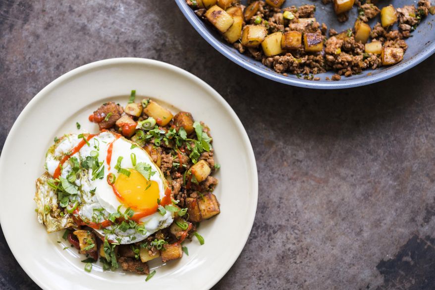 This image released by Milk Street shows a recipe for Macanese Meat-and-Potato Hash. (Milk Street via AP)