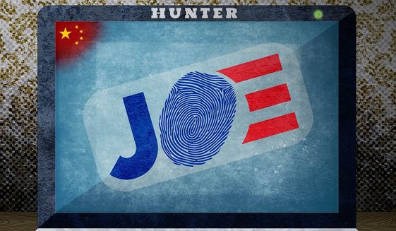 Joe Biden&#39;s Fingerprint on Hunter&#39;s laptop Illustration by Greg Groesch/The Washington Times