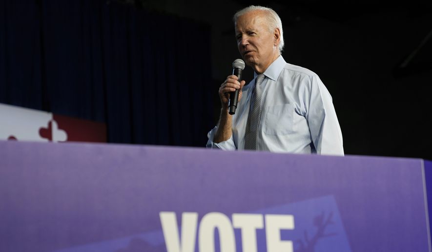 President Joe Biden speaks during a campaign rally at Bowie State University in Bowie, Md., Monday, Nov. 7, 2022. (AP Photo/Bryan Woolston)