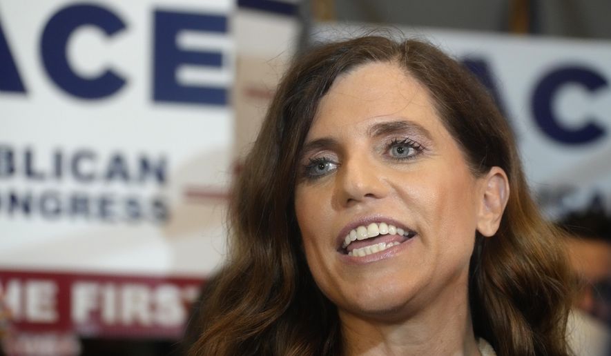 Republican U.S. Rep. Nancy Mace of South Carolina is shown in this file photograph, speaking to supporters at her election night event, June 14, 2022, in Mount Pleasant, S.C. Mace faces Democrat Annie Andrews, in the Nov. 8, 2022 general election. (AP Photo/Meg Kinnard, File)