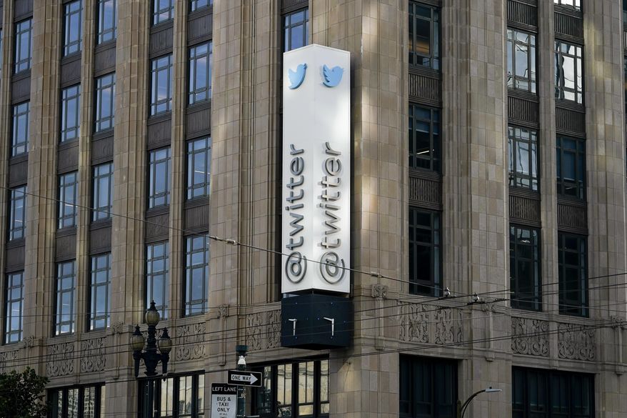 Twitter headquarters is shown in San Francisco on Nov. 4, 2022. (AP Photo/Jeff Chiu, File)