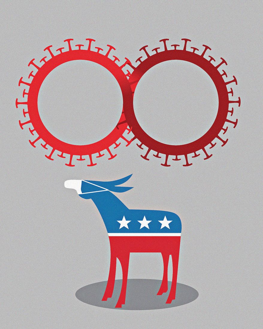 Democrats and COVID-19 pandemic illustration by Linas Garsys / The Washington Times