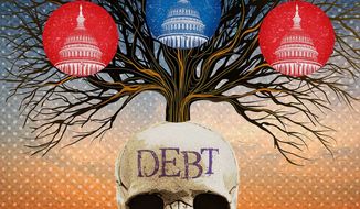 Illustration on Republicans, growth of government and debt by Greg Groesch/The Washington Times