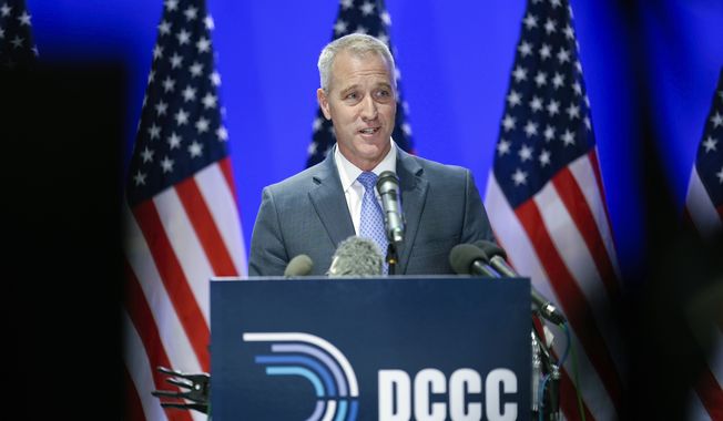 Rep. Sean Patrick Maloney, D-N.Y., chairman of the Democratic Congressional Campaign Committee, speaks to reporters on the morning after the midterm election, in Washington, Wednesday, Nov. 9, 2022. (AP Photo/J. Scott Applewhite)