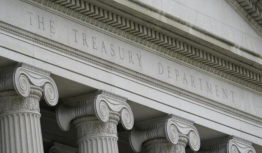 The Treasury Building is viewed in Washington, May 4, 2021. (AP Photo/Patrick Semansky, File)