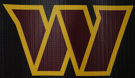 The Washington Commanders football team&#39;s logo is seen at the NFL football team&#39;s facility in Ashburn, Va., Thursday, Nov. 10, 2022. The attorney general for the District of Columbia said Thursday his office is filing a civil consumer protection lawsuit against the Washington Commanders, owner Dan Snyder, the NFL and Commissioner Roger Goodell. (AP Photo/Manuel Balce Ceneta)