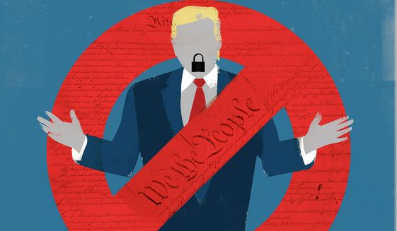 Biden Canceling Trump Illustration by Linas Garsys/The Washington Times