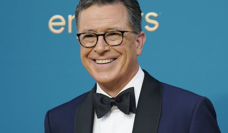 Late night talk show host Stephen Colbert arrives at the 74th Primetime Emmy Awards in Los Angeles on Sept. 12, 2022. (AP Photo/Jae C. Hong, File)