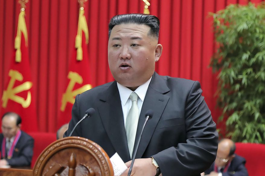 In this photo provided by the North Korean government, North Korean leader Kim Jong Un gives a lecture at the Central Cadres Training School in North Korea on Oct. 17, 2022. Independent journalists were not given access to cover the event depicted in this image distributed by the North Korean government. The content of this image is as provided and cannot be independently verified. (Korean Central News Agency/Korea News Service via AP, File)