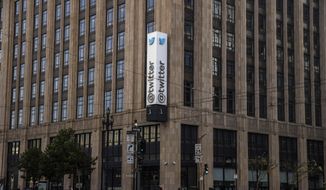 The headquarters for the social media company Twitter is seen in San Francisco, on Friday, Nov. 11, 2022. (Stephen Lam/San Francisco Chronicle via AP)