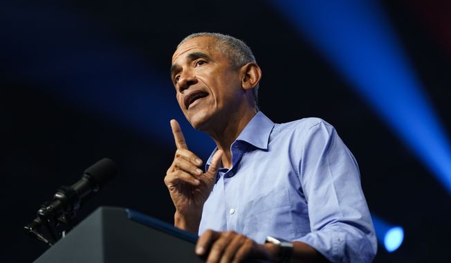 Former President Barack Obama speaks at a campaign rally on Nov. 5, 2022, in Philadelphia. (AP Photo/Patrick Semansky) ** FILE **