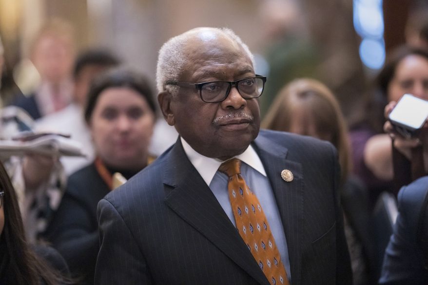 House Majority Whip James Clyburn, D-S.C., leaves the chamber after Speaker of the House Nancy Pelosi, D-Calif., told lawmakers she will step down as Democratic leader but remain in Congress, at the Capitol in Washington, Thursday, Nov. 17, 2022. Republicans will take over as the majority party in the coming Congress. (AP Photo/J. Scott Applewhite)