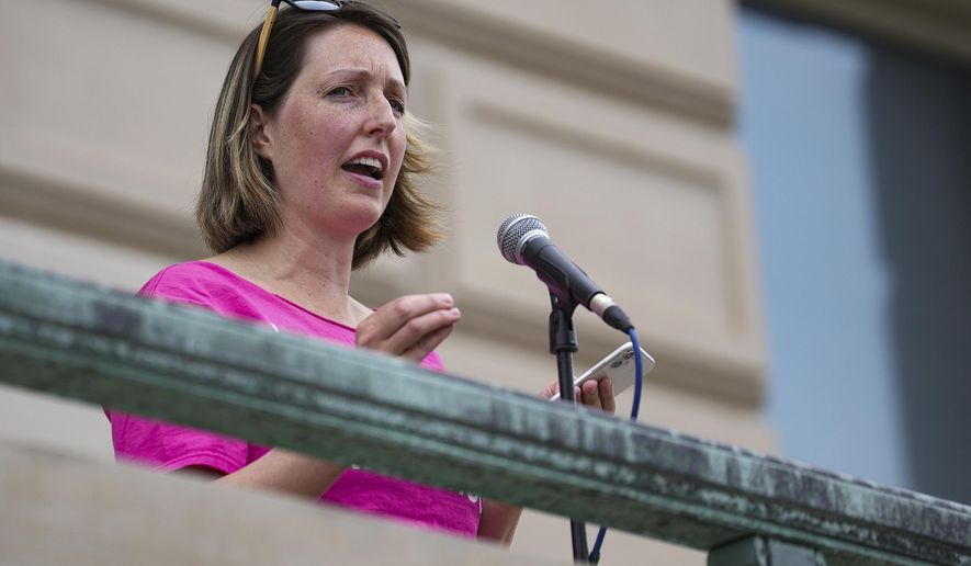 Dr. Caitlin Bernard, a reproductive healthcare provider, speaks during an abortion rights rally on June 25, 2022, at the Indiana Statehouse in Indianapolis. The Indianapolis doctor who performed an abortion on a 10-year-old rape victim from Ohio is suing Indiana&#x27;s attorney general Thursday, Nov. 3, 2022, seeking to block him from using allegedly “frivolous&amp;quot; consumer complaints to issue subpoenas seeking patients&#x27; confidential medical records. (Jenna Watson/The Indianapolis Star via AP, File)