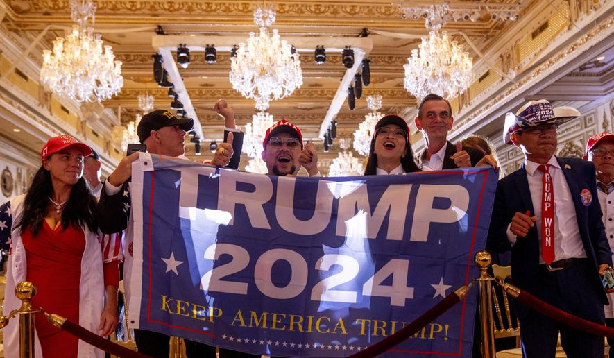 Supporters cheer after former President Donald Trump announces that he is running for president for the third time at Mar-a-Lago in Palm Beach, Fla., Tuesday, Nov. 15, 2022. (AP Photo/Andrew Harnik)