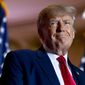 Former President Donald Trump announces he is running for president for the third time as he smiles while speaking at Mar-a-Lago in Palm Beach, Fla., Nov. 15, 2022. (AP Photo/Andrew Harnik) **FILE**