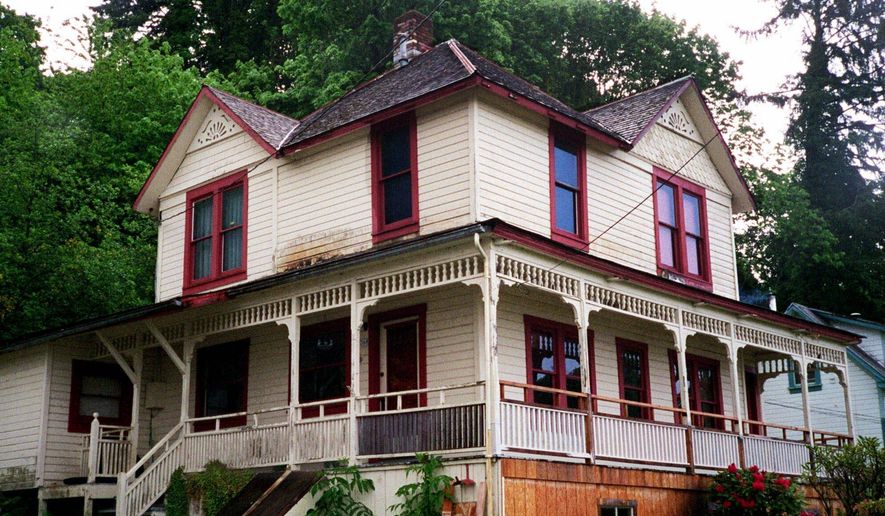 The house featured in the Steven Spielberg film &amp;quot;The Goonies&amp;quot; is seen in Astoria, Ore., on May 24, 2001. The Victorian home, built in 1896 with sweeping views of the Columbia River as it flows into the Pacific Ocean, is now for sale has been listed with an asking price of $1.7 million. Since the film was released in 1985, fans have flocked to the home, and the owner has long complained of constant crowds and trespassing. (AP Photo/Stepanie Firth, File)
