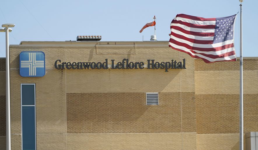 FILE - The publicly owned Greenwood Leflore Hospital is pictured on Oct. 21, 2022, in Greenwood, Miss. Over half of Mississippi&#39;s rural hospitals are at risk of closing immediately or in the near future, according to the state&#39;s health top health official. (AP Photo/Rogelio V. Solis, File)