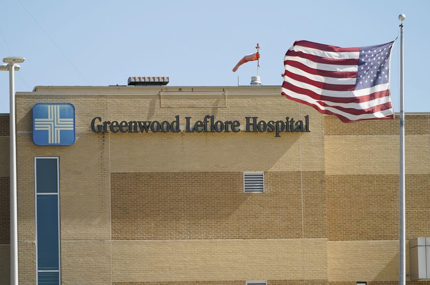 FILE - The publicly owned Greenwood Leflore Hospital is pictured on Oct. 21, 2022, in Greenwood, Miss. Over half of Mississippi&#x27;s rural hospitals are at risk of closing immediately or in the near future, according to the state&#x27;s health top health official. (AP Photo/Rogelio V. Solis, File)