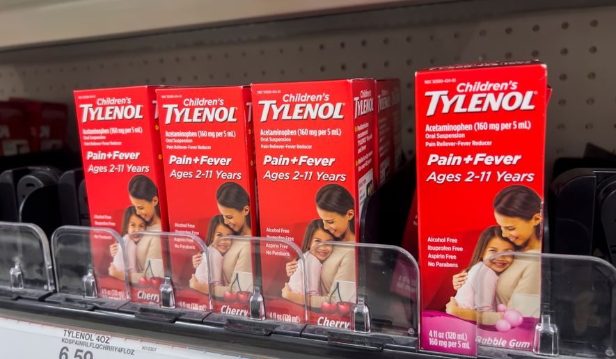 Children&#39;s Tylenol is shown in August 2022 for sale inside a Target retail store in Lynnwood, Wash. File photo credit: Colleen Michaels via Shutterstock.