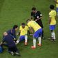 Brazil&#39;s Neymar, lies on the pitch as he receives first aid during the World Cup group G soccer match between Brazil and Serbia, at the the Lusail Stadium in Lusail, Qatar on Thursday, Nov. 24, 2022. (AP Photo/Darko Vojinovic)