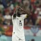 Ghana&#39;s Inaki Williams gestures at the end of the World Cup group H soccer match between Portugal and Ghana, at the Stadium 974 in Doha, Qatar, Thursday, Nov. 24, 2022. (AP Photo/Hassan Ammar)