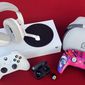 A gift guide to some of the coolest gaming gadgets and games including Microsoft&#39;s Xbox Series S, EPOS&#39; H3Pro Hybrid headphones and GTW 270 earbuds and Scuf&#39;s Reflex FPS controller. (Photograph by Joseph Szadkowski / The Washington Times)