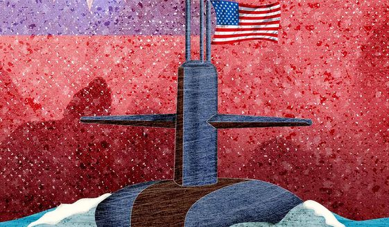 U.S. Attack Submarine for Taiwan against China Illustration by Greg Groesch/The Washington Times