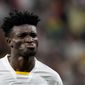 Ghana&#39;s Mohammed Kudus celebrates after scoring his side&#39;s third goal during the World Cup group H soccer match between South Korea and Ghana, at the Education City Stadium in Al Rayyan , Qatar, Monday, Nov. 28, 2022. (AP Photo/Luca Bruno)