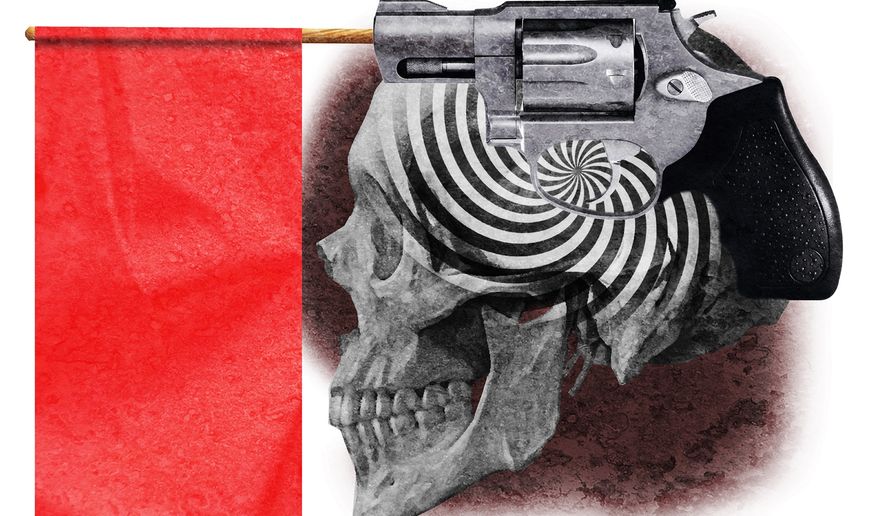 Illustration on "Red Flag" gun laws by Alexander Hunter/ The Washington Times