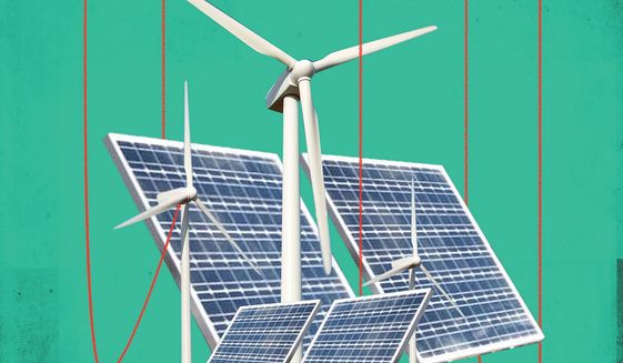 Illustration on green energy by Linas Garsys/The Washington Times