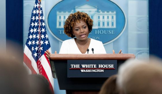 White House press secretary Karine Jean-Pierre speaks at a press briefing at the White House in Washington, Wednesday, Nov. 30, 2022. (AP Photo/Andrew Harnik)