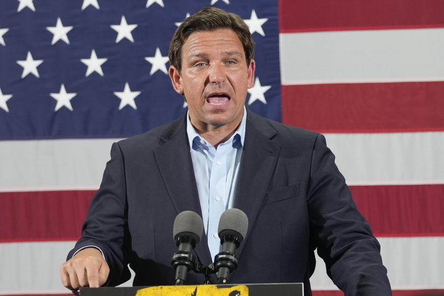 Republican Florida Governor Ron DeSantis speaks during a campaign rally, Nov. 7, 2022, in Hialeah, Fla. The long-rumored memoir by Gov. DeSantis is coming out next year. The HarperCollins imprint Broadside will release “The Courage to Be Free: Florida’s Blueprint for America’s Revival” on Feb. 28. The announcement, Wednesday, Nov. 30, 2022 comes in the wake of DeSantis’ decisive reelection victory and will likely add to speculation that he plans a run for the Republican presidential nomination in 2024. (AP Photo/Lynne Sladky)
