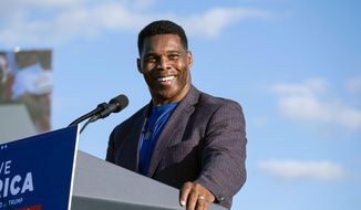 In this Sept. 25, 2021, file photo Senate candidate Herschel Walker speaks during former President Donald Trump&#x27;s Save America rally in Perry, Ga. (AP Photo/Ben Gray, File)