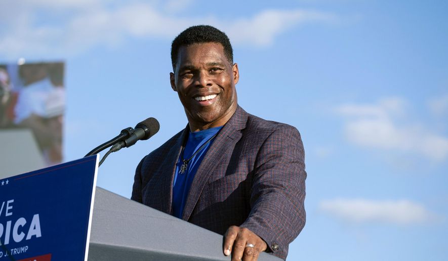 In this Sept. 25, 2021, file photo Senate candidate Herschel Walker speaks during former President Donald Trump&#39;s Save America rally in Perry, Ga. (AP Photo/Ben Gray, File)