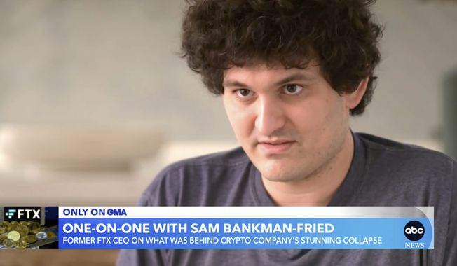 In this screengrab from an interview with ABC News is Sam Bankman-Fried, former CEO of the failed cryptocurrency exchange FTX. The interview, which appeared on the program &quot;Good Morning America,&quot; took place in the Bahamas island of Nassau where FTX was headquartered. (Good Morning America/ABC News via AP)