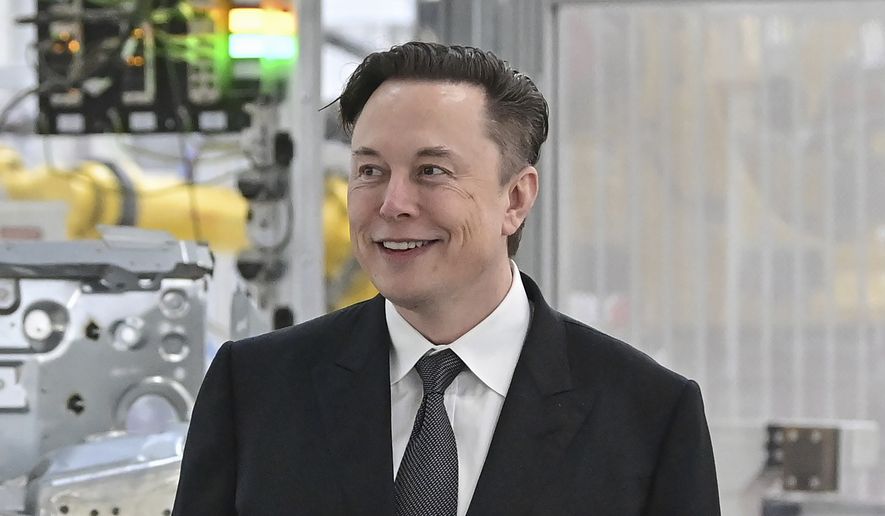 FILE - Tesla CEO Elon Musk attends the opening of the Tesla factory Berlin Brandenburg in Gruenheide, Germany on March 22, 2022.  (Patrick Pleul/Pool Photo via AP, File)