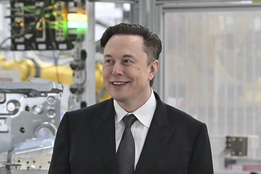 FILE - Tesla CEO Elon Musk attends the opening of the Tesla factory Berlin Brandenburg in Gruenheide, Germany on March 22, 2022.  (Patrick Pleul/Pool Photo via AP, File)