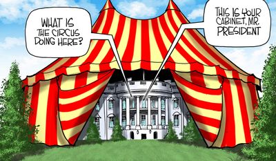 What is the circus doing here? (Illustration by Gary Varvel for Creators Syndicate)