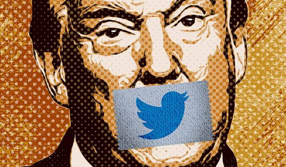 Illustration on Trump, Twitter and free speech by Greg Groesch/ The Washington Times