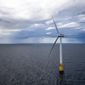 Hywind Scotland, the world&#x27;s first commercial wind farm using floating wind turbines, is visible off the coast of Scotland in August 2017. Tuesday, Dec. 6, 2022, marks the first-ever U.S. auction for leases to develop commercial-scale floating wind farms in the deep waters off the West Coast.  (Woldcam/Equinor via AP)